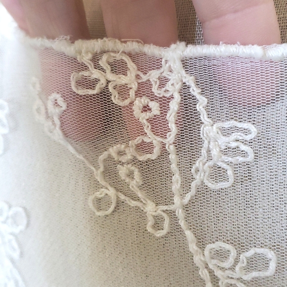 FREE PEOPLE Sheer Embroidered Top Bell Sleeves Cream - Picture 10 of 15